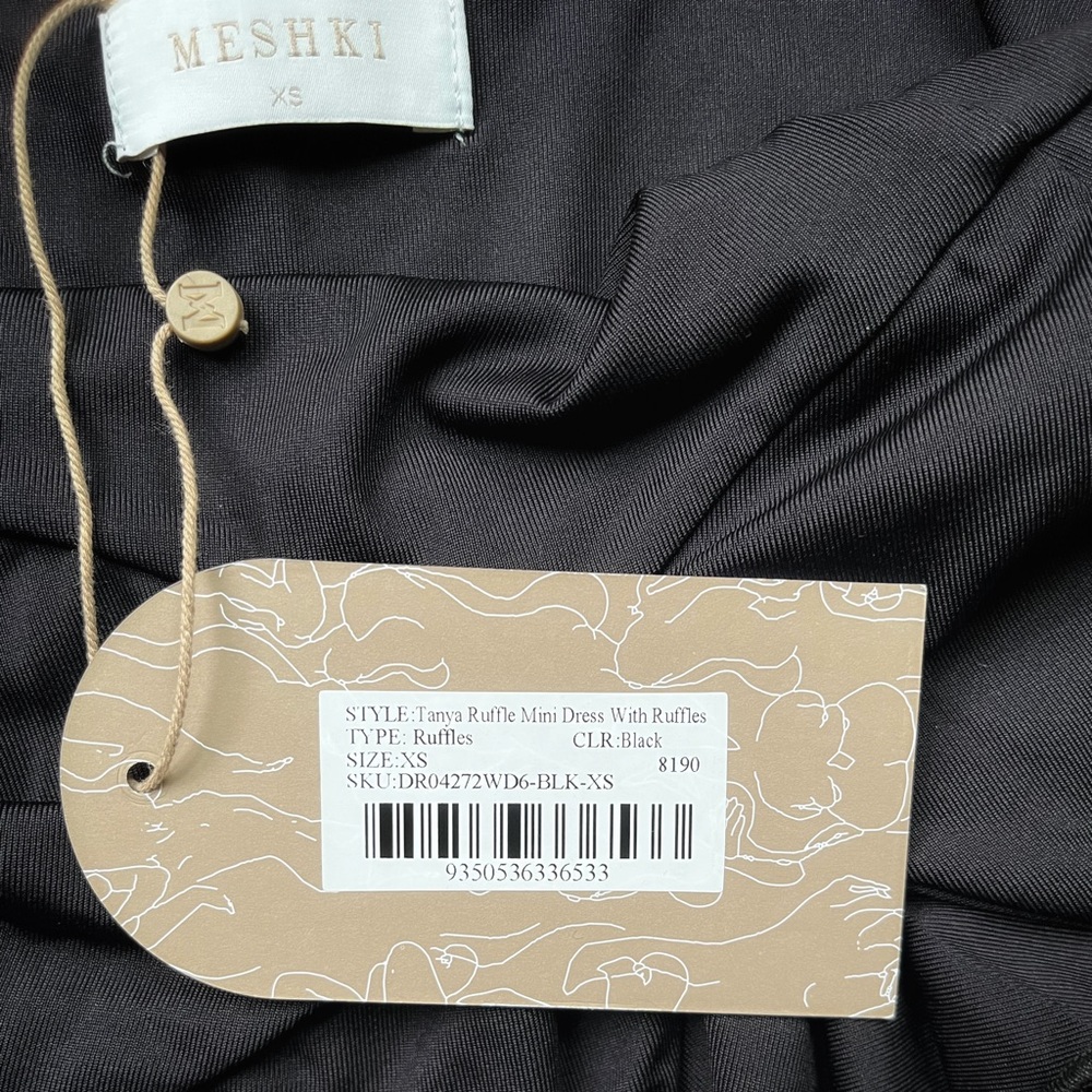 NWT Meshki TANYA Ruffle Mini Dress With Ruffles - Black, sz XS - Picture 12 of 15